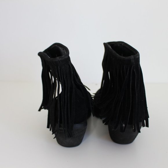 Forever 21 Fringe Black Booties - Picture 3 of 6